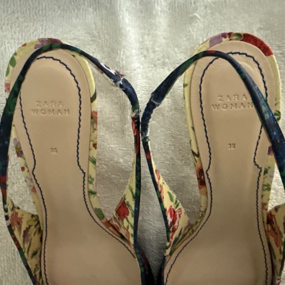 Zara Blue/Yellow Multi Mixed Floral Pointed Toe Heels 7M NEW WITHOUT TAGS OTHER - Picture 4 of 10